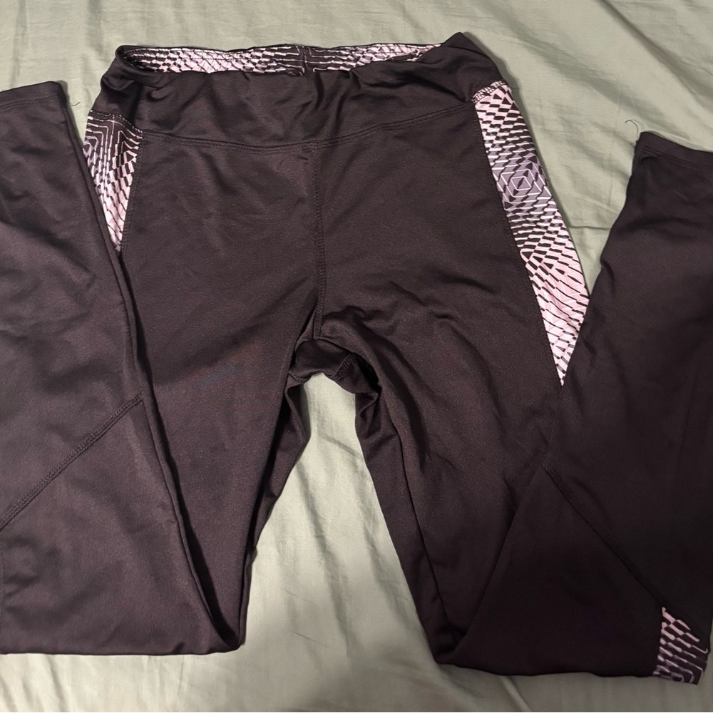 Black Leggings with Pink Pattern Accents